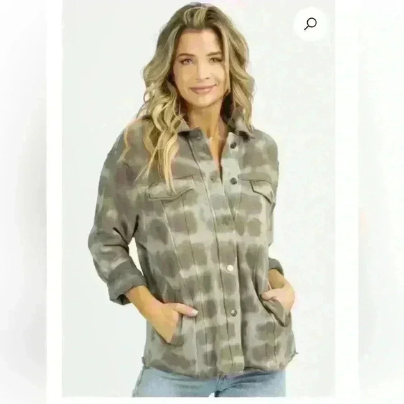 Anthropologie Olivaceous Dyed Shacket Sized Small - Picture 1 of 11